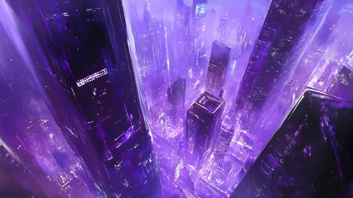 Neon Purple Futuristic Cityscape