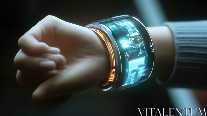 Advanced Smartwatch Featuring Holographic Display AI Image