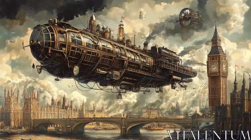 Victorian Futuristic London Scene AI Image