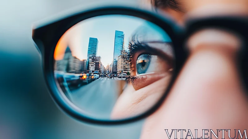 Urban Reflection through Glasses AI Image