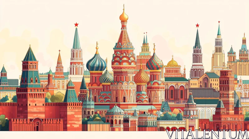 Detailed Drawing of Russian Architectural Heritage AI Image