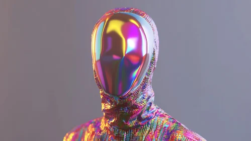 Futuristic Abstract Mannequin with Iridescent Face