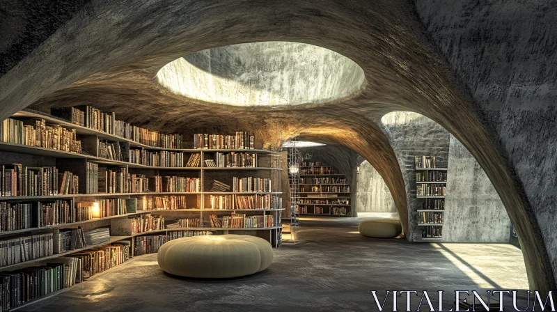 Architectural Library Design with Concrete AI Image