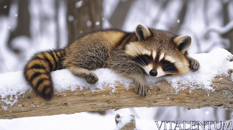 Serene Raccoon in Snowy Wilderness AI Image