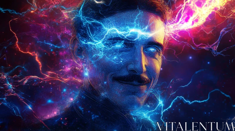 Electrifying Surreal Portrait with Neon Lights AI Image