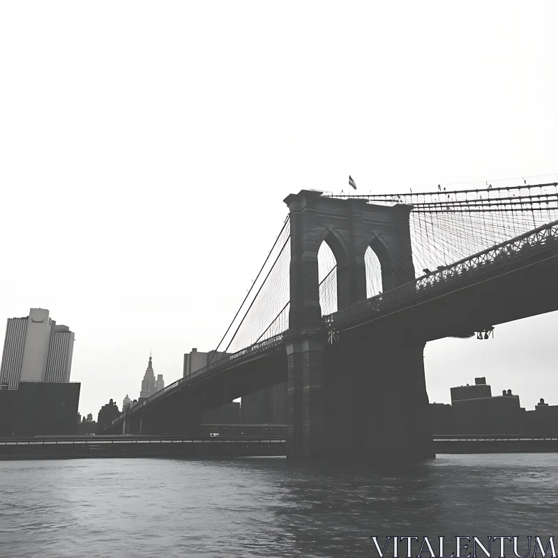 Stunning Monochrome Bridge with Cityscape Background AI Image