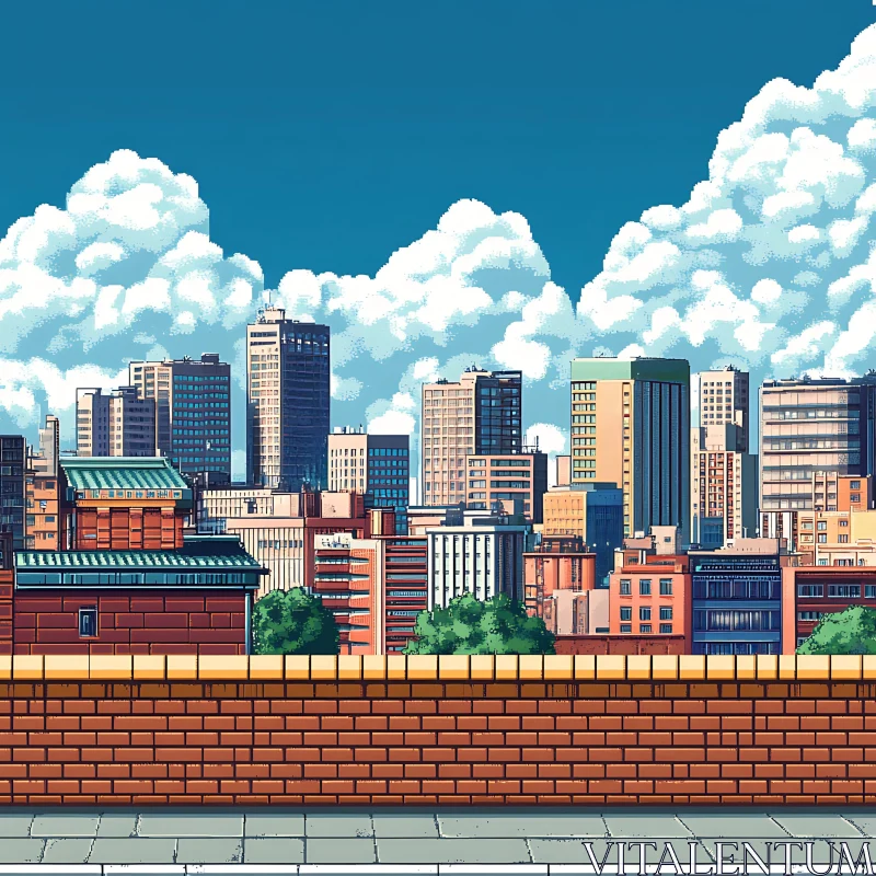 AI ART Urban Pixel Art with Buildings and Sky