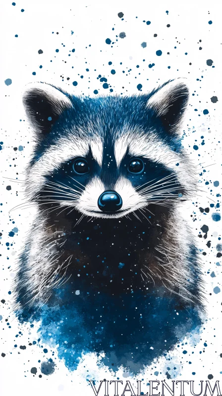 Stylized Raccoon in Blue Hues AI Image