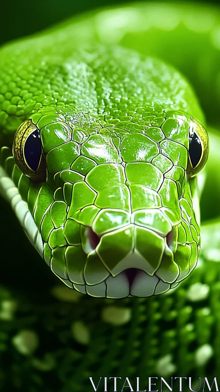 Green Snake with Detailed Scales AI Image