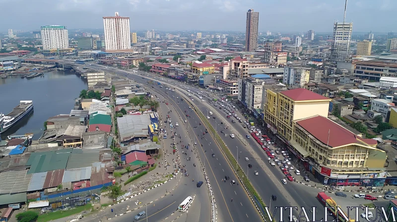 AI ART Urban Traffic and Cityscape from Above