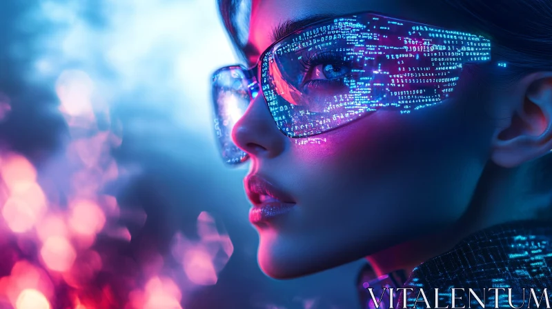 Tech-Savvy Woman with High-Tech Glasses AI Image