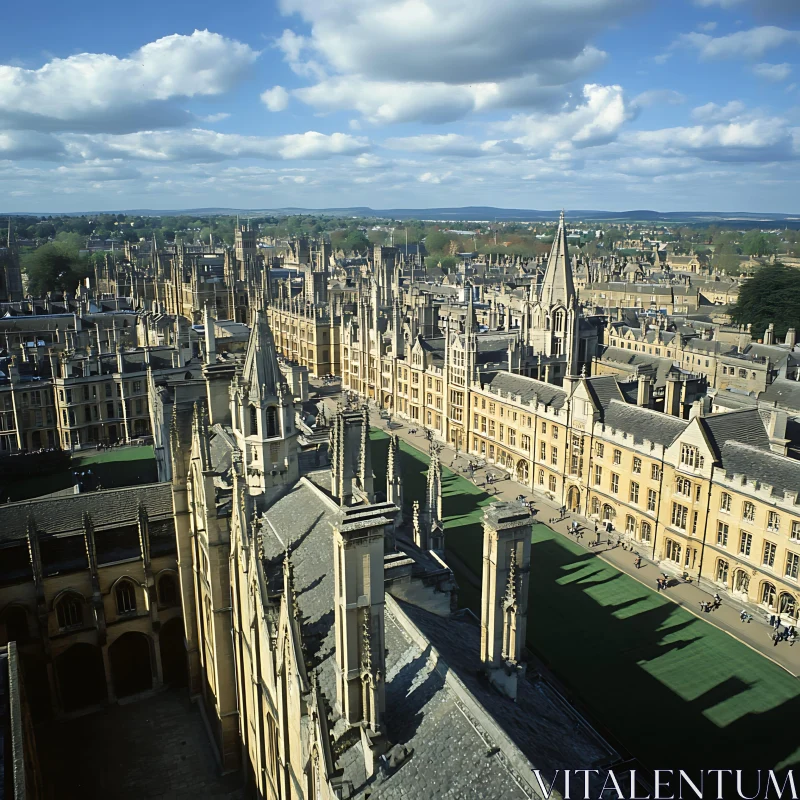 AI ART Aerial View of Historic University with Neo-Gothic Structures