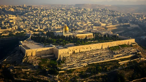 Historic Jerusalem Cityscape with Golden Dome