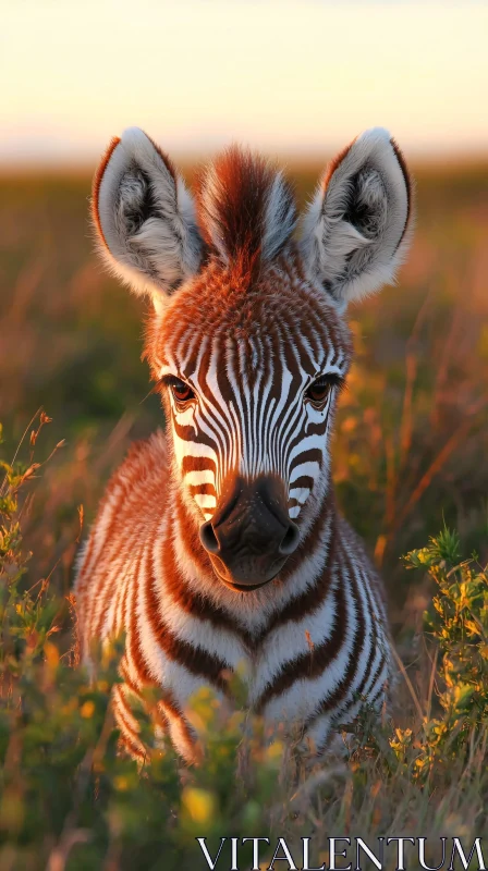 Juvenile Zebra at Dusk AI Image