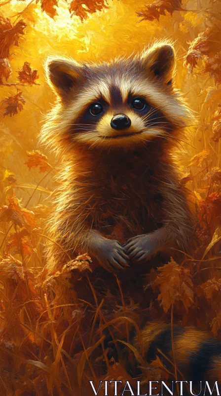 AI ART Autumn Woodland Raccoon Portrait