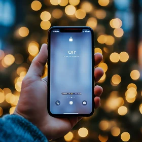 Smartphone with Warm Bokeh in the Background in Hand