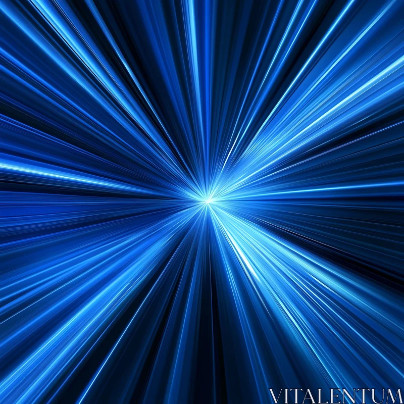 Radiant Blue Energy Beams in Abstract Art AI Image