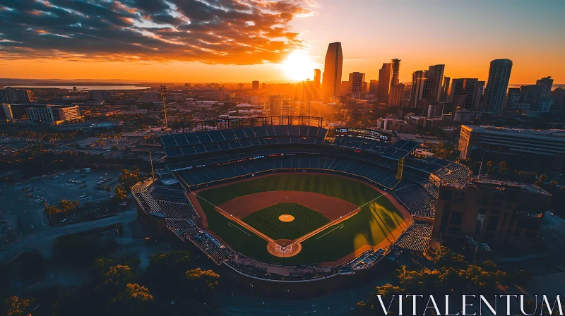 AI ART Stadium Sunset with Cityscape