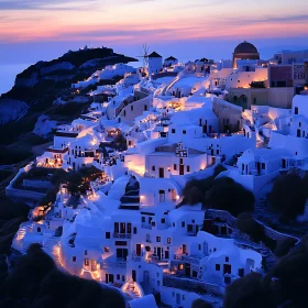 Santorini at Dusk: Night Lights and White-Washed Charm