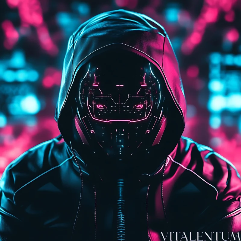 Cybernetic Figure in Hoodie AI Image