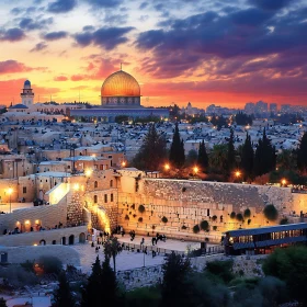 Sunset Over the Ancient City With a Gleaming Dome