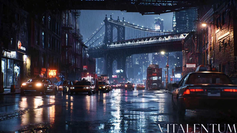 Urban Night Life with Rain and Reflections