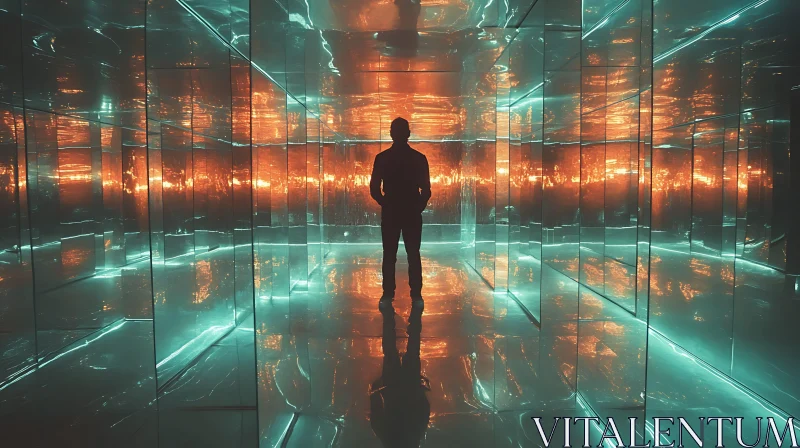 Mirror Room with Silhouette and Color Reflections