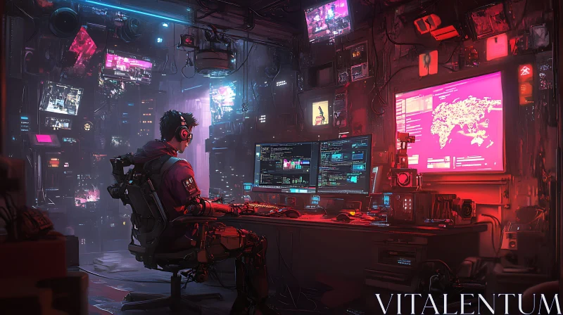Futuristic Hacker Workspace