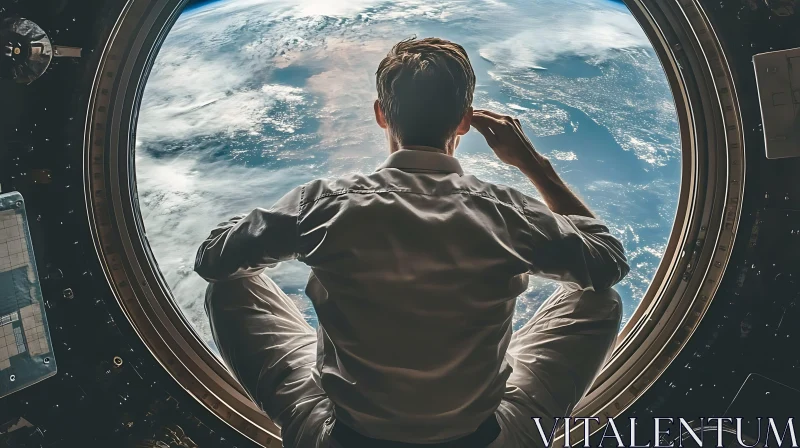 Astronaut's View of Earth Through Spacecraft Window