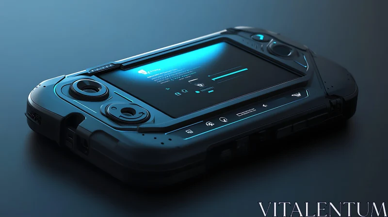 Modern Portable Gaming Console with Blue Lighting