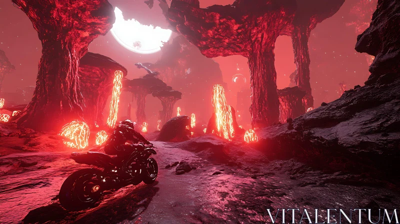 Lone Rider in a Glowing Alien World