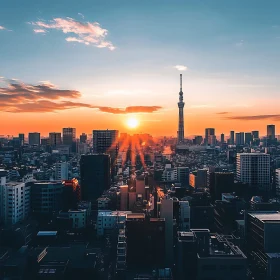 Urban Cityscape and Sunset Glow