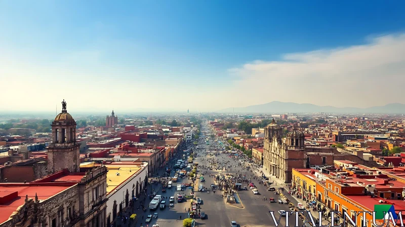 Historic City Aerial View with Mountains