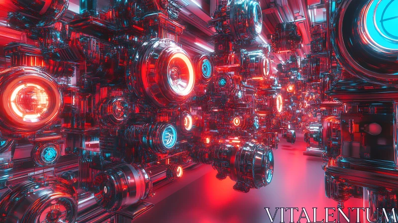 Intricate Sci-Fi Design in Neon Colors AI Image