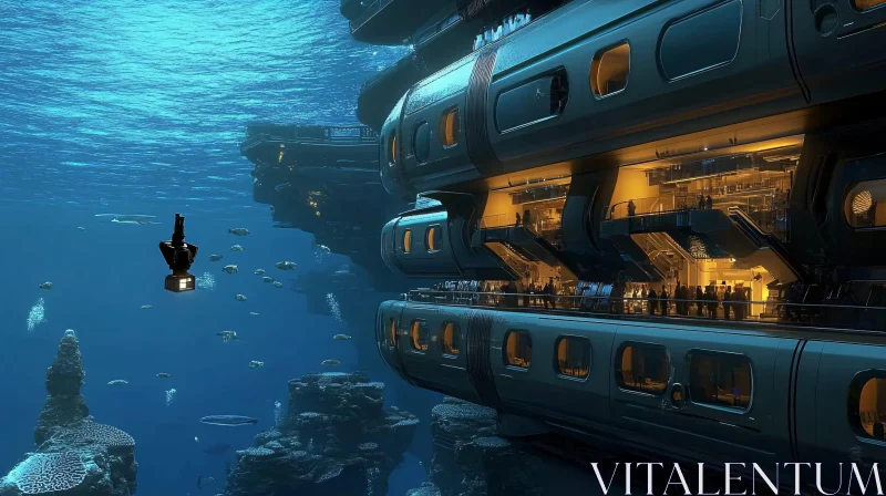 High-Tech Underwater Living Space AI Image