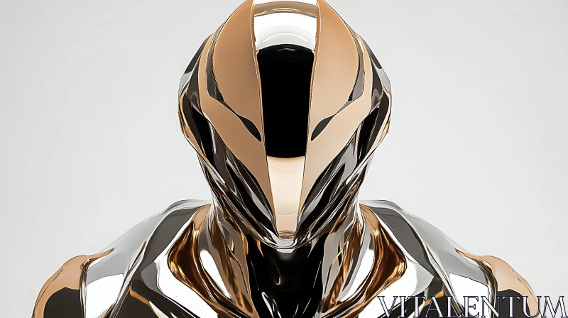 Futuristic Gold and Silver Cyborg Design AI Image