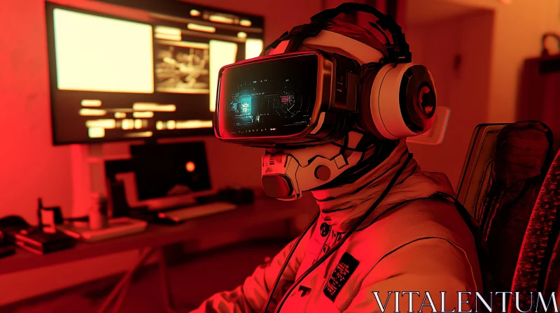 Futuristic Gaming Setup with VR Headset AI Image