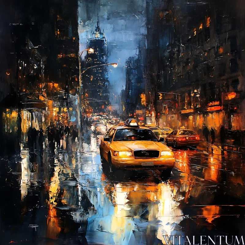 AI ART Urban Night Scene with Illuminated City Lights