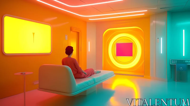 AI ART Neon Lit Futuristic Modern Room