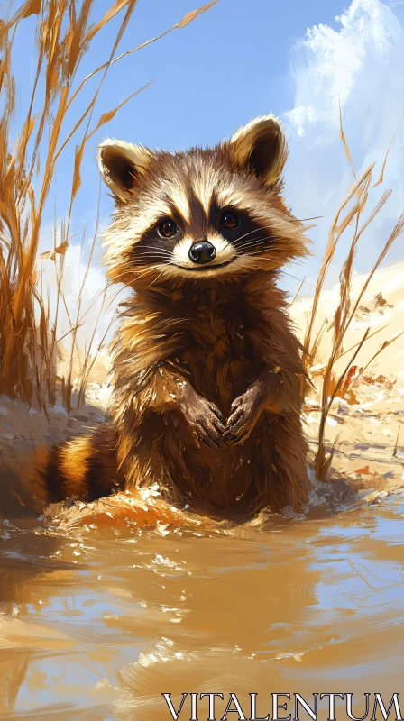 Raccoon in the Wild AI Image