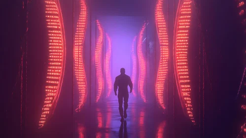 Neon-lit Futuristic Walkway