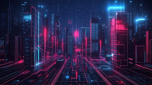 Cyberpunk Urban Landscape with Neon Lights