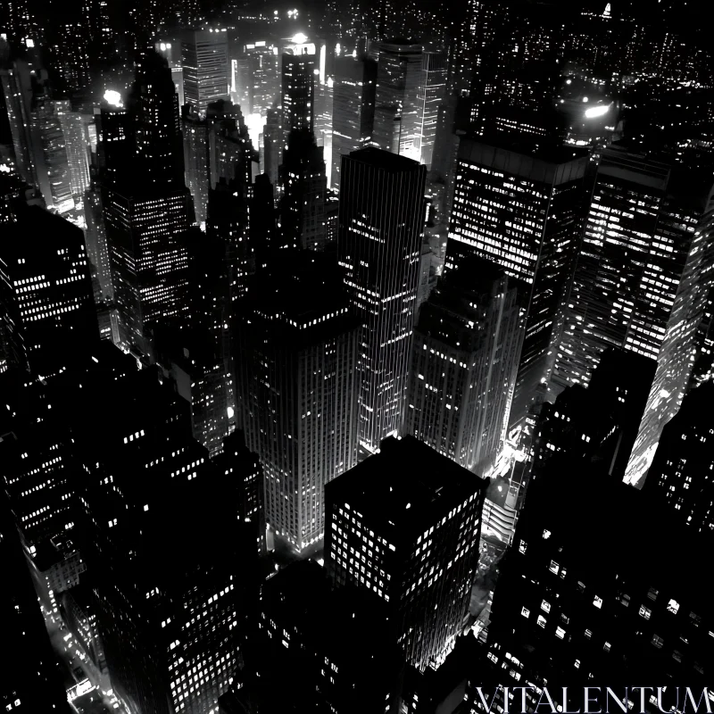 AI ART Urban Nightscape in Monochrome