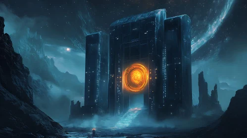 Sci-Fi Structure with Illuminated Portal