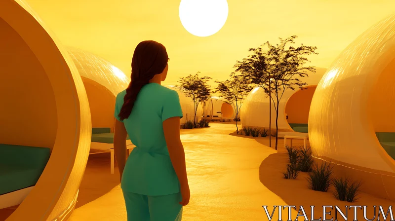 AI ART Modern Domes in a Golden Sunset