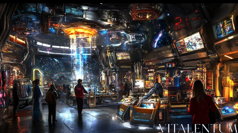 AI ART High-Tech Sci-Fi Room with Neon and Holograms