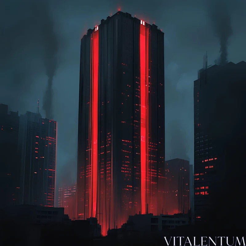 Dystopian Cityscape at Night AI Image