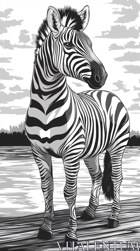 AI ART Graceful Zebra Illustration