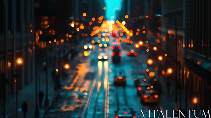 Urban Night Lights Bokeh Cityscape AI Image