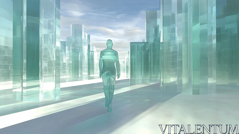 Ethereal Journey in a Crystal City AI Image